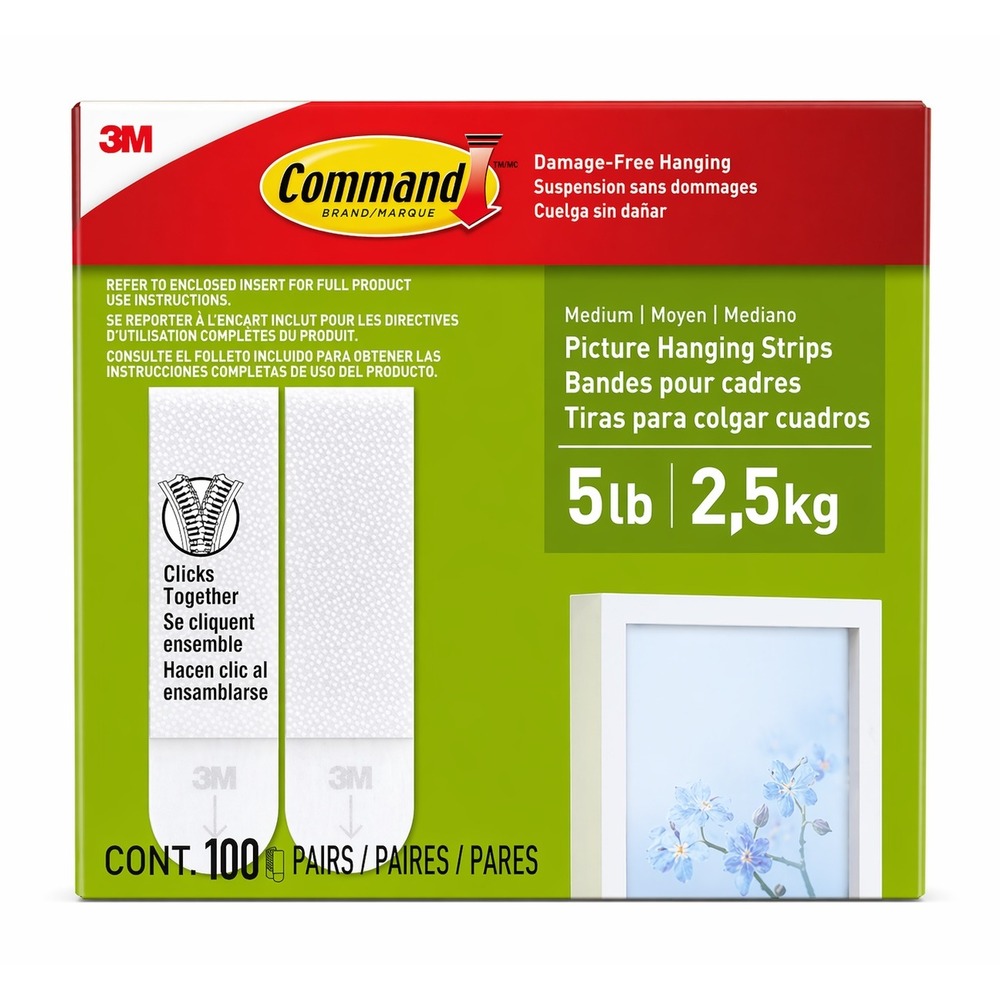 Pack of 100 Pairs 3m Command Picture Hanging Strips 5 lb Medium